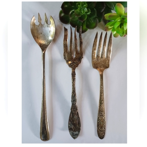 Vintage Other - Vintage Silverplated Serving Forks Set of 3